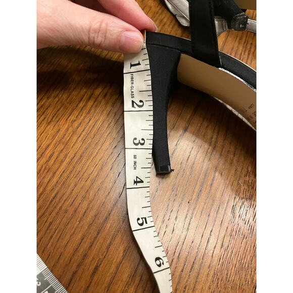 Sam & Libby Women's Black Satin Strappy High Heel Sandals Size 7.5 rhinestone - Picture 7 of 7